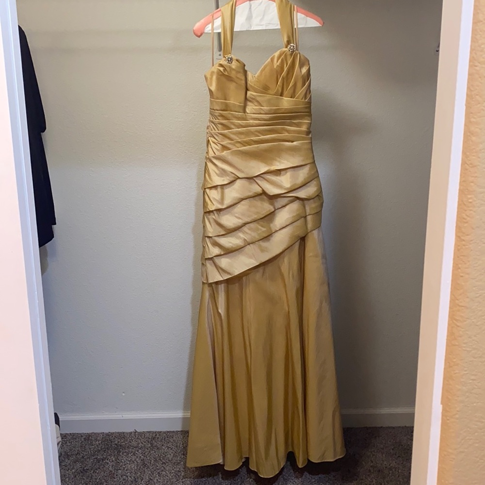 Gold bridesmaid dress, lightly worn, size 12